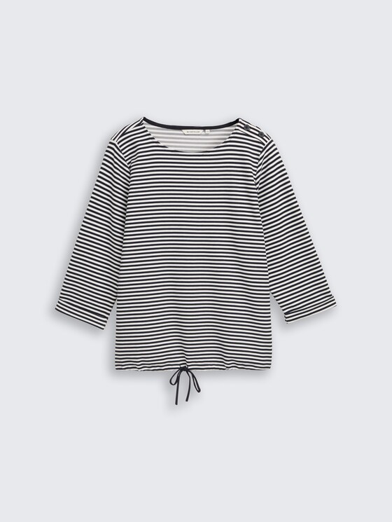 Plus Size - shirt met lange mouwen en knoopdetails door Women Plus Size, offwhite navy regular stripe
