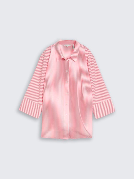 Plus Size - Overhemdblouse met streepjesmotief door Women Plus Size, soft coral white thin stripe