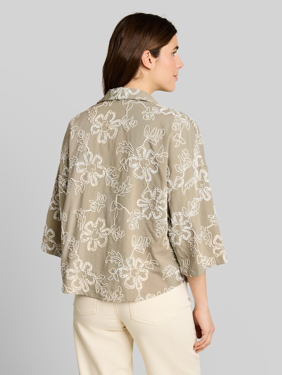 Oversized blouse with floral embroidery in green by Tom Tailor