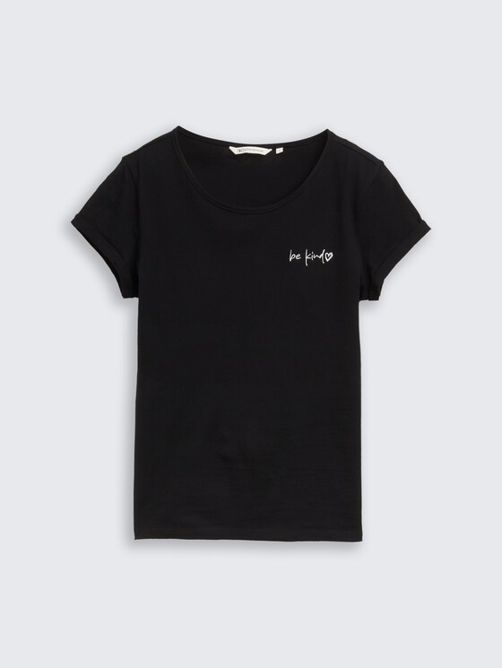 Slim Fit T-Shirt mit Stickerei von Denim Female, deep black