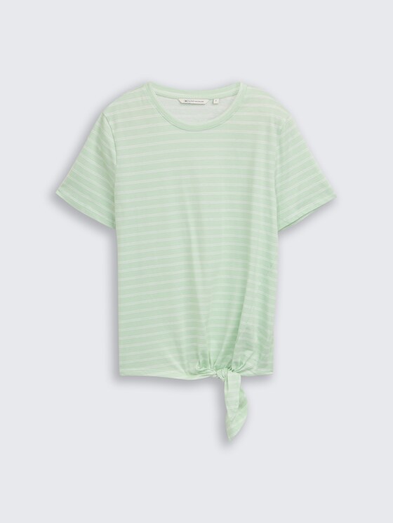 T-Shirt mit Knotendetail von Denim Female, matcha green irregular stripe