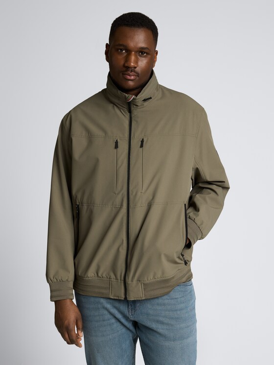 Plus Size - Blouson Jacke mit verstaubarer Kapuze von Men Plus Size, faded leaf green