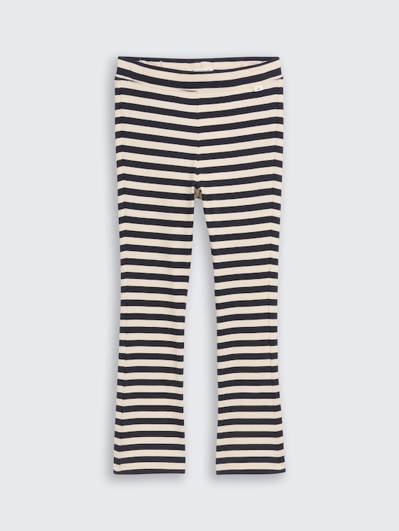 Flared legging met streepjespatroon door Mini Girls, dark blue off white stripe
