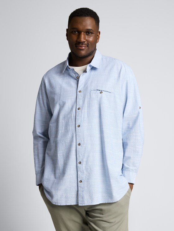 Plus Size - Regular Fit Hemd mit Turn-Up-Funktion von Men Plus Size, blue petrol structure