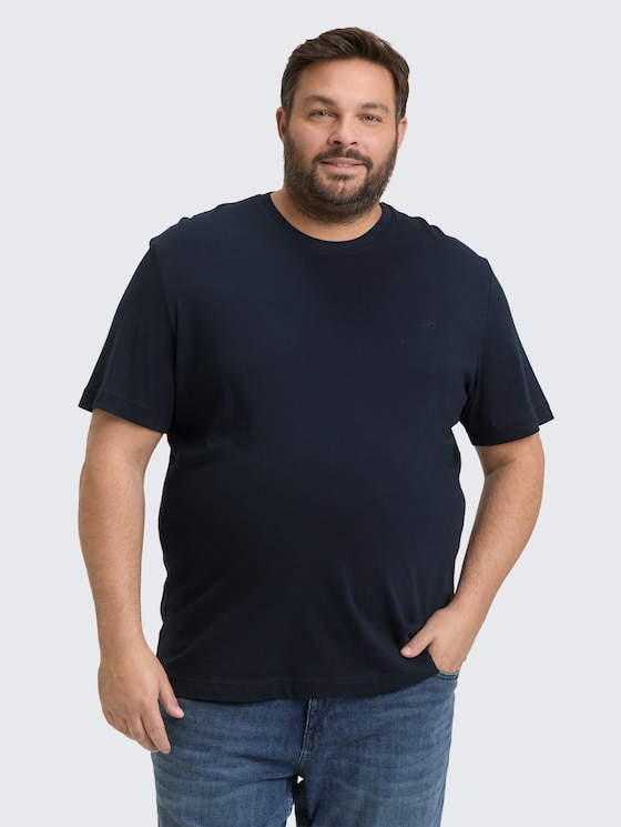 Plus Size - T-Shirt mit Logo-Stickerei von Men Plus Size, sky captain blue