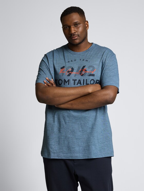 Plus Size - T-Shirt mit Logo-Print von Men Plus Size, spring blue navy injected