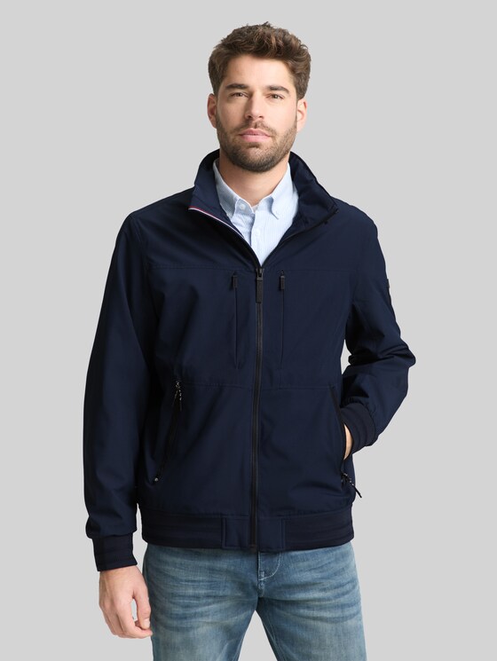 Blouson jacket with stowable hood in blue by Tom Tailor
