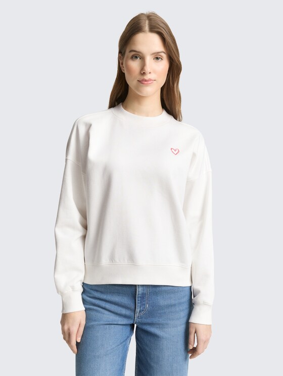 Sweatshirt mit Herz-Detail von Denim Female, off white