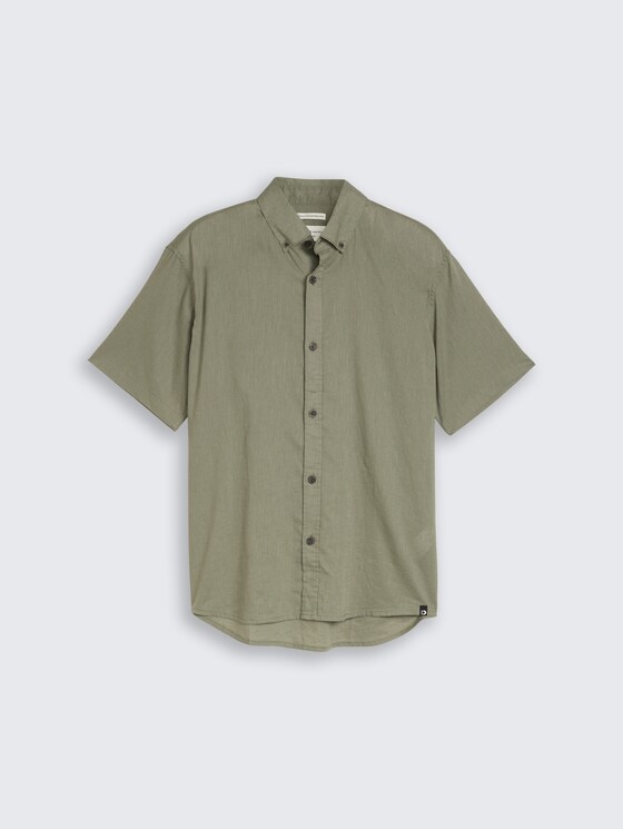 Chemise à manches courtes Relaxed Fit avec lin par Denim Male, Sea Spray