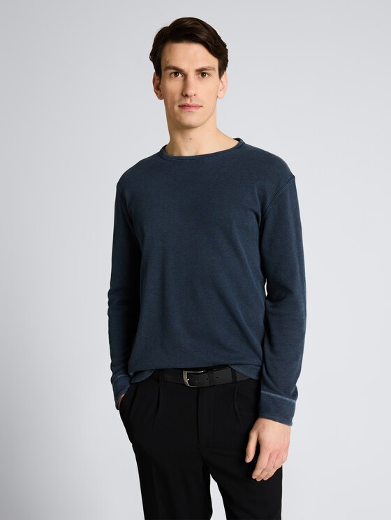 T-shirt à manches longues avec structure gaufrée par Men, sky captain blue