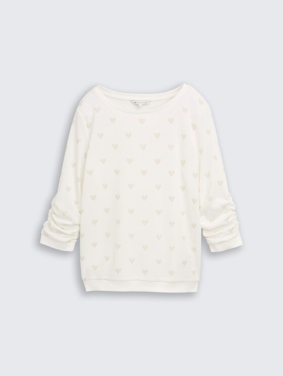 Slim Fit Sweatshirt mit Herz-Print von Denim Female, off white tonal heart print