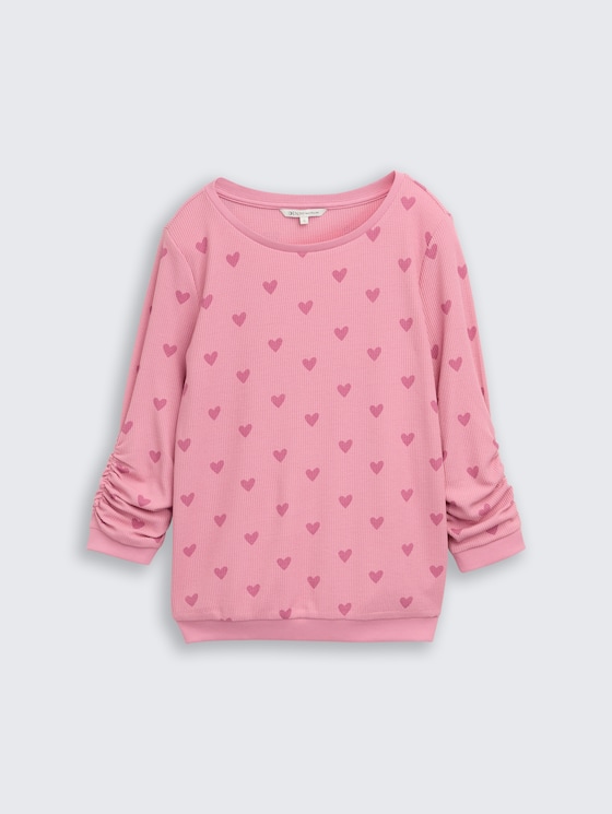 Slim Fit Sweatshirt mit Herz-Print von Denim Female, pink tonal heart print