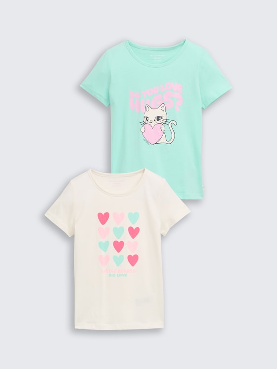 T-shirt in 2-pack door Mini Girls, Wool White