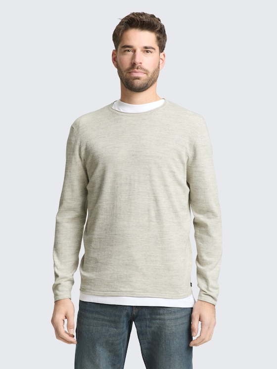 Strickpullover in Melange-Optik von Men, olive multicolor space dye