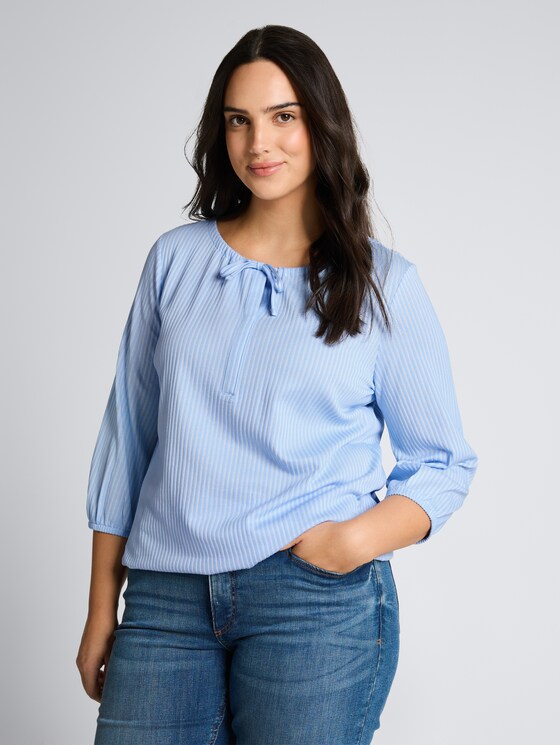 Plus Size - Bluse mit Streifenmuster von Women Plus Size, blue white thin stripe