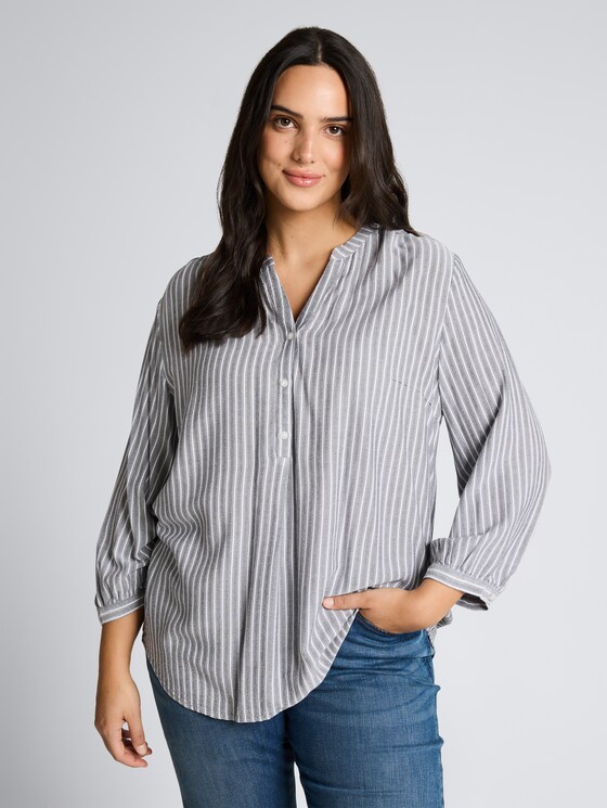 Plus Size - Bluse mit Streifenmuster von Women Plus Size, navy white stripe