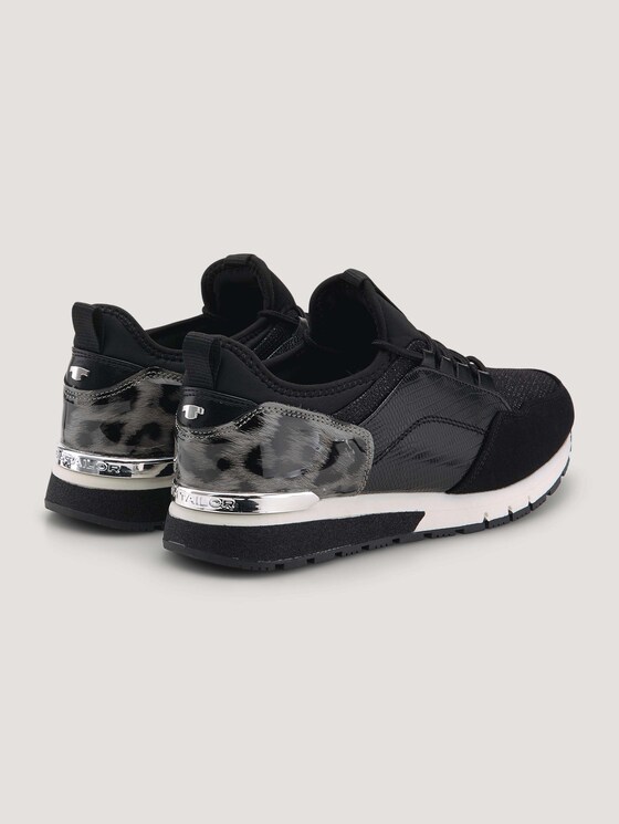 Sneaker with snakeskin and leopard pattern details - Women - black Sneaker with snakeskin and leopard pattern details - Women - black - 8 - TOM TAILOR