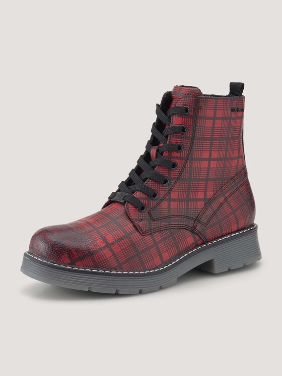 Boot with a checked pattern - Women - bordo Boot with a checked pattern - Women - bordo - 10 - TOM TAILOR