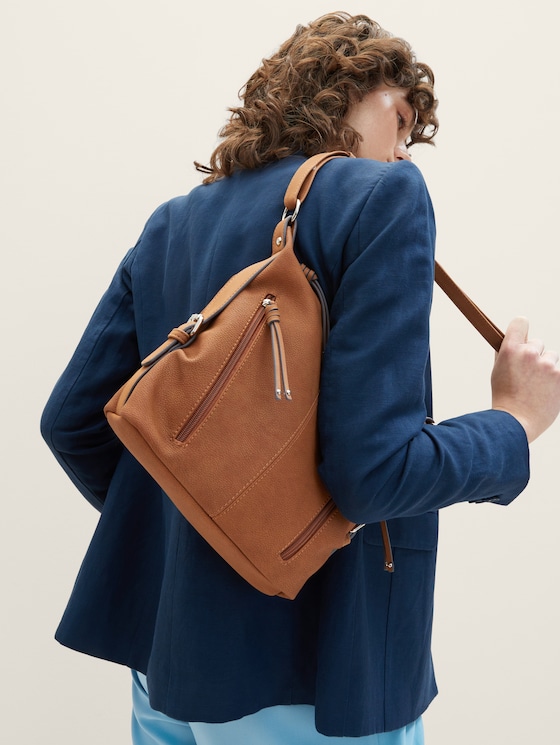 TTCAIA M schoudertas met ritsdetails door Women, cognac / brandy