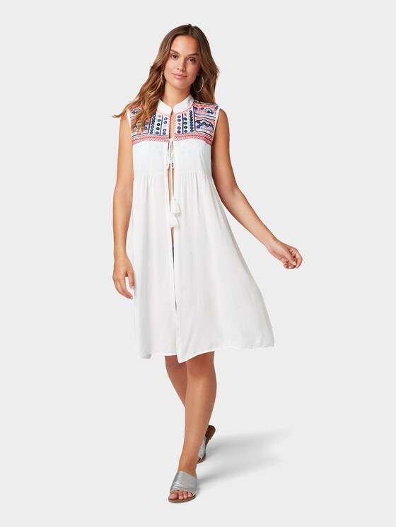 Lange Tunika mit Stickereien - Frauen - white/multicolor Lange Tunika mit Stickereien - Frauen - white/multicolor - 3 - TOM TAILOR