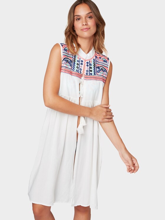 Lange Tunika mit Stickereien - Frauen - white/multicolor Lange Tunika mit Stickereien - Frauen - white/multicolor - 5 - TOM TAILOR
