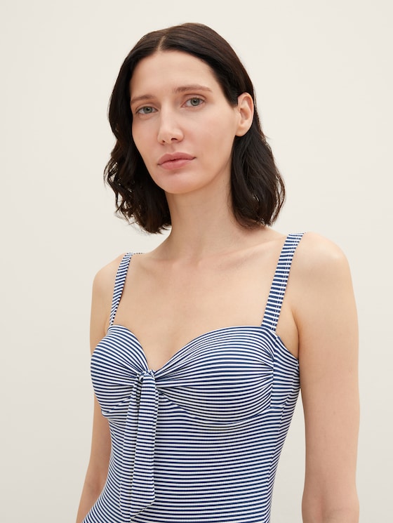 Striped swimsuit with knot details