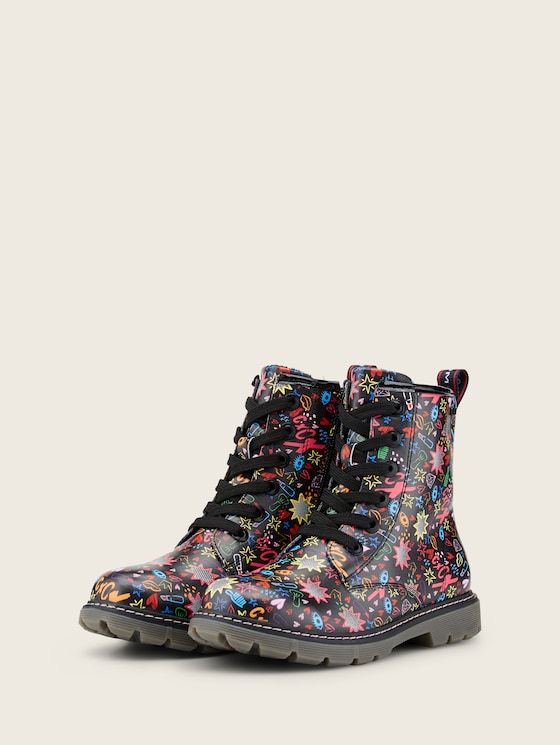 Bottes en similicuir de qualité supérieure par Teen Girls, black-multi