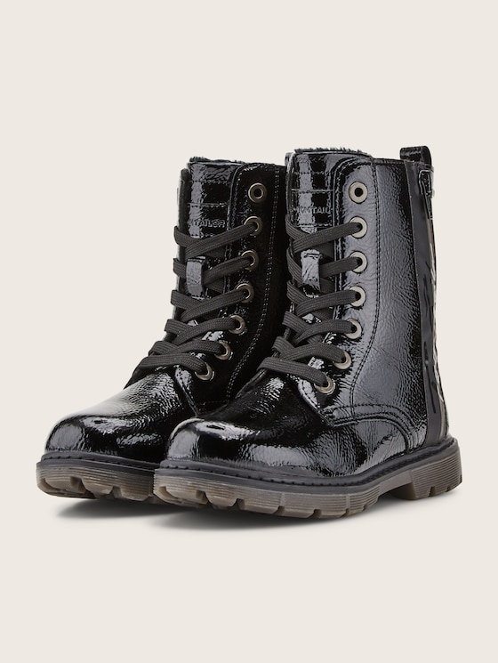 Gevoerde laarzen van imitatieleer door Unisex, black