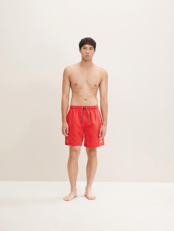 Badehose mit großem Schrift-Print seitlich - Männer - poppy red Badehose mit großem Schrift-Print seitlich - Männer - poppy red - 1 - TOM TAILOR