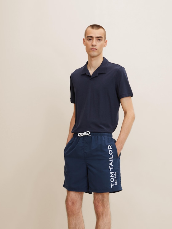 Badehose mit großem Schrift-Print seitlich von Men, navy