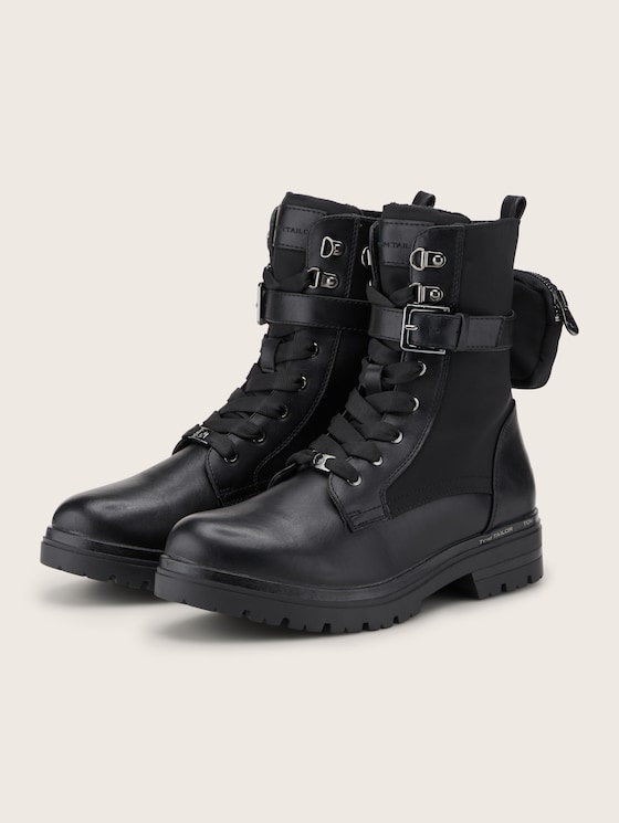 Lace-up ankle boots with buckle details