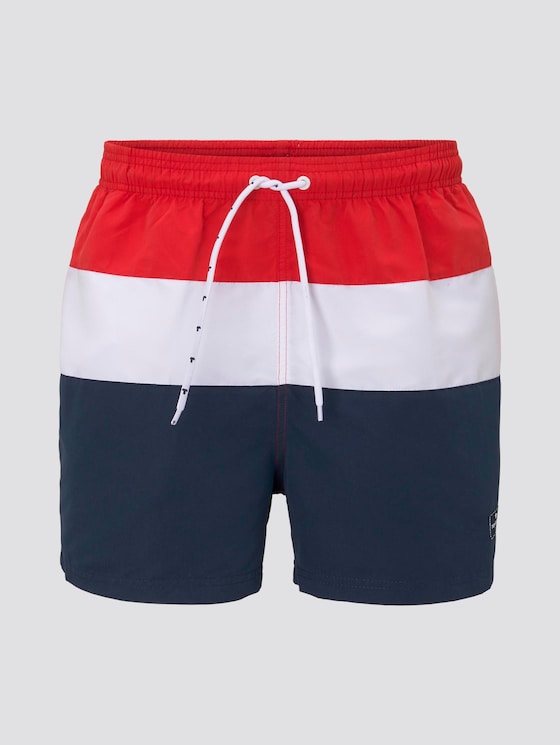 Gestreifte Badeshorts - Männer - poppy red Gestreifte Badeshorts - Männer - poppy red - 7 - TOM TAILOR