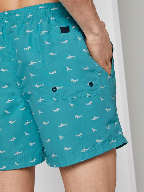 Gemusterte Badeshorts - Männer - turquoise/white Gemusterte Badeshorts - Männer - turquoise/white - 9 - TOM TAILOR