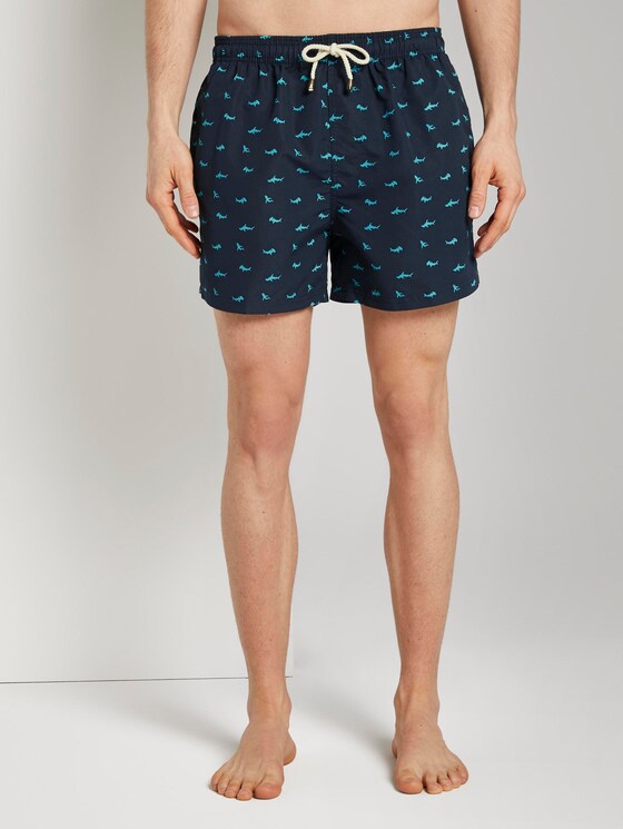 Gemusterte Badeshorts - Männer - dress blue Gemusterte Badeshorts - Männer - dress blue - 1 - TOM TAILOR