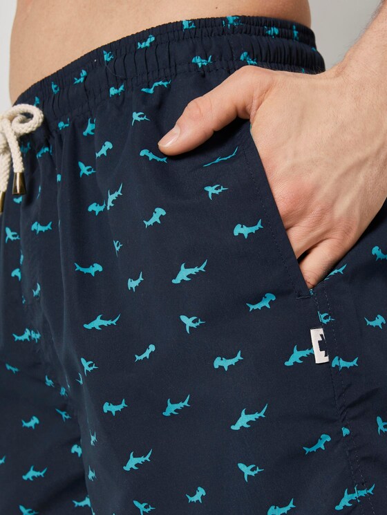 Gemusterte Badeshorts - Männer - dress blue Gemusterte Badeshorts - Männer - dress blue - 9 - TOM TAILOR