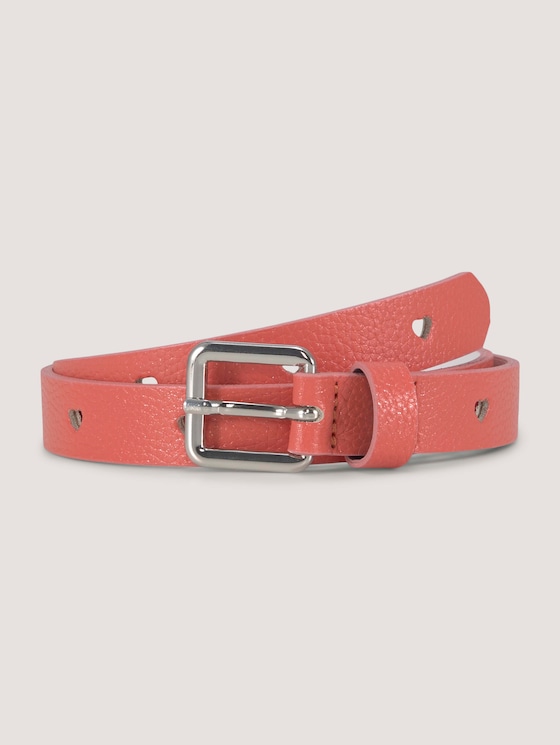 TTPEACH Ceinture fine en cuir avec boucle ardillon carrée par Unisex, rose uni