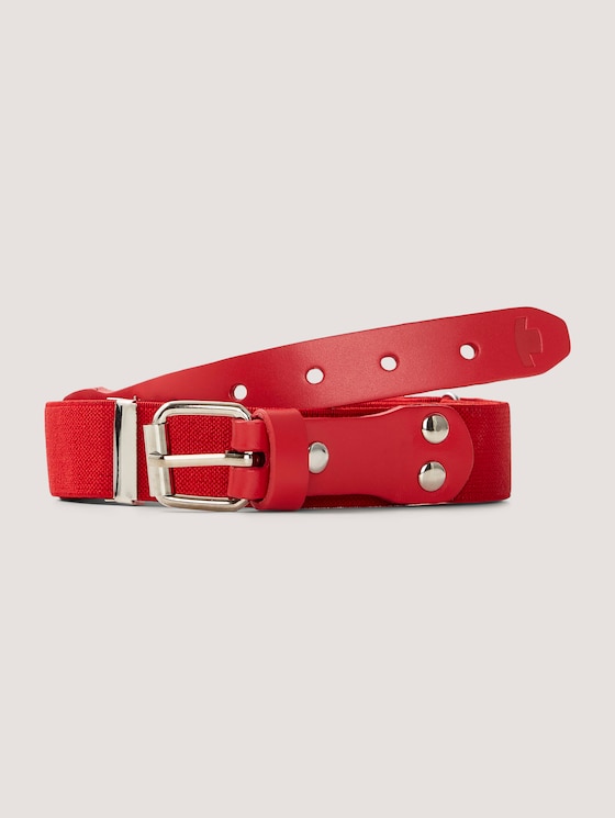 Textile strap belt with leather details
