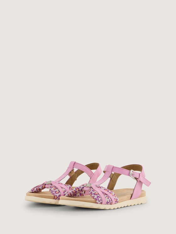 Sandals with ankle strap and animal print by Teen Girls, rose
