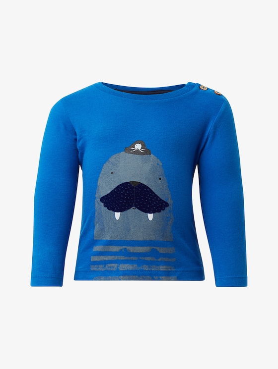 Shirt met lange mouwen en print - Babies - active blue melange Shirt met lange mouwen en print - Babies - active blue melange - 7 - TOM TAILOR