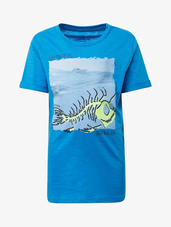 T-shirt met print op de borst - Jongens - brilliant blue - 7 - TOM TAILOR