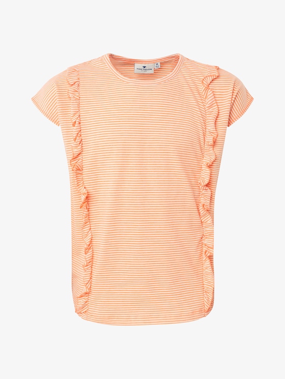 T-shirt met ruches - Meisjes - fiery coral|orange T-shirt met ruches - Meisjes - fiery coral|orange - 1 - TOM TAILOR