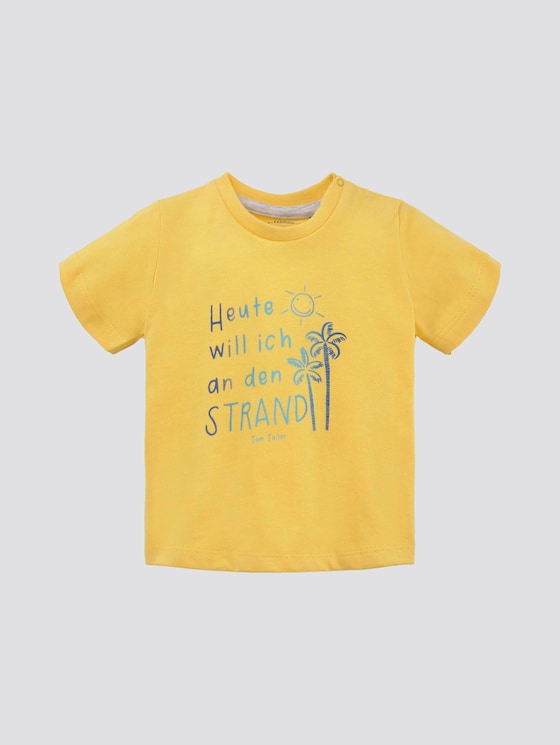 T-shirt met tekstuele print - Babies - mimosa|yellow - 7 - TOM TAILOR