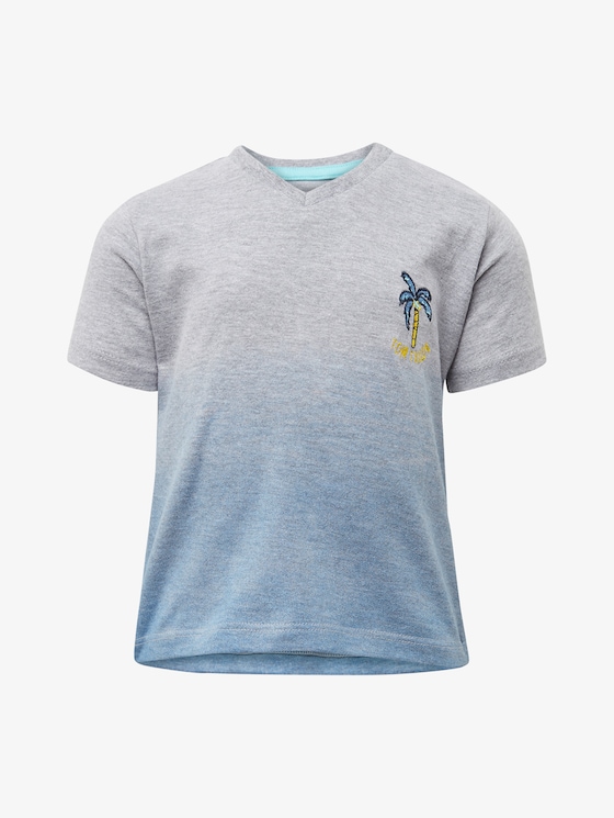 T-shirt met borduurwerk - Babies - lunar rock melange|beige - 7 - TOM TAILOR