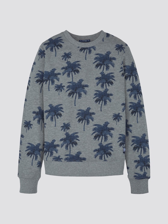 Sweatshirt with palm tree print - Boys - drizzle melange|gray Sweatshirt with palm tree print - Boys - drizzle melange|gray - 7 - TOM TAILOR