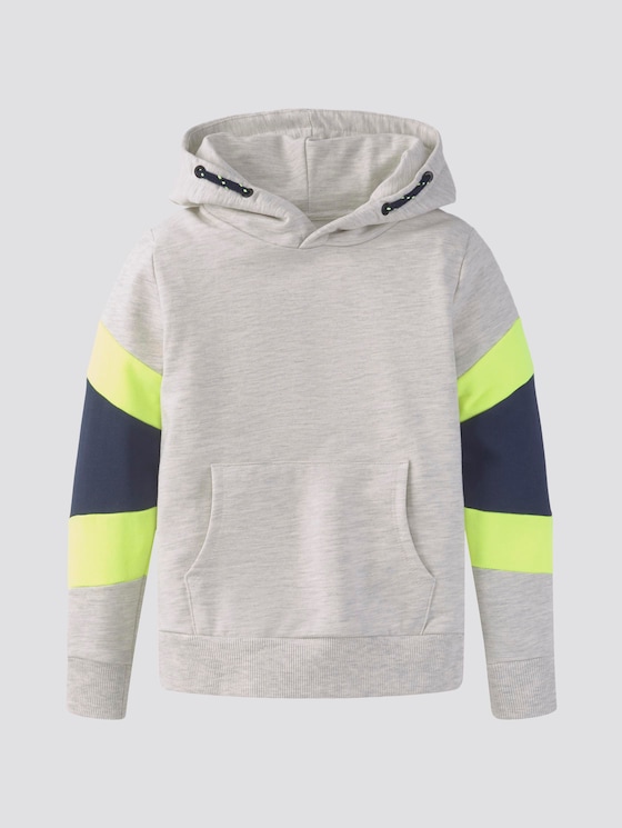 Hoodie im Colorblocking mit Print - Jungen - off white melange|white Hoodie im Colorblocking mit Print - Jungen - off white melange|white - 7 - TOM TAILOR