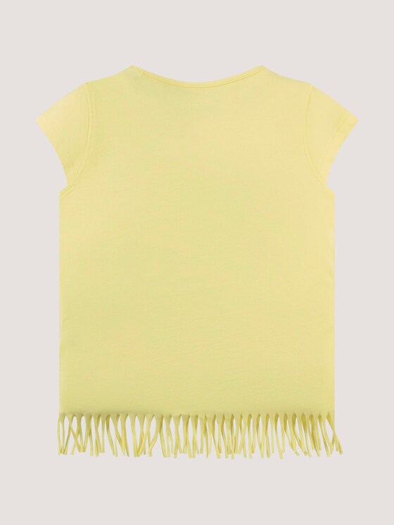 Gr Motivprint 104/110 Tom Tailor Mädchen Kleidung Tops & T-Shirts Oberteile mit Pailletten gelb Mädchen T-Shirt mit Fransen und Pailletten-Artwork 