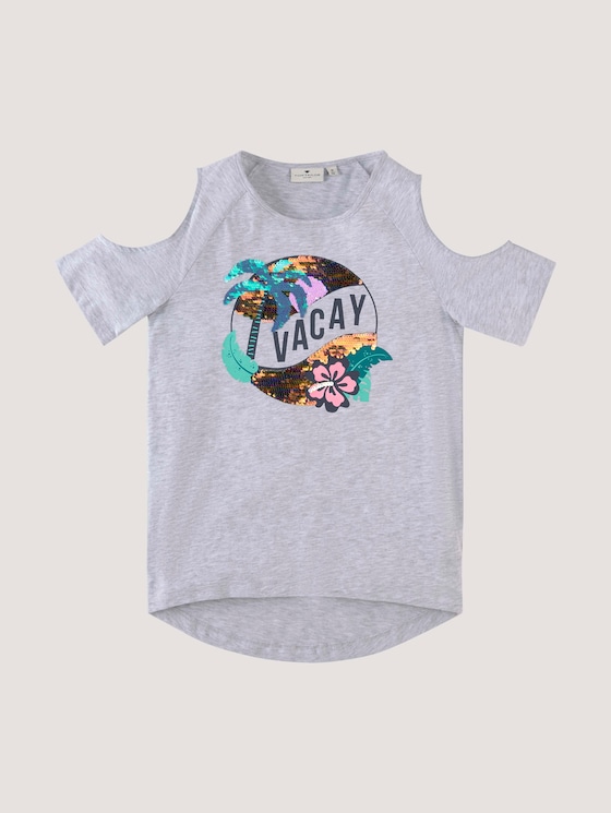 T-shirt with cut-outs - Girls - evergray melange|gray T-shirt with cut-outs - Girls - evergray melange|gray - 7 - Tom Tailor E-Shop Kollektion