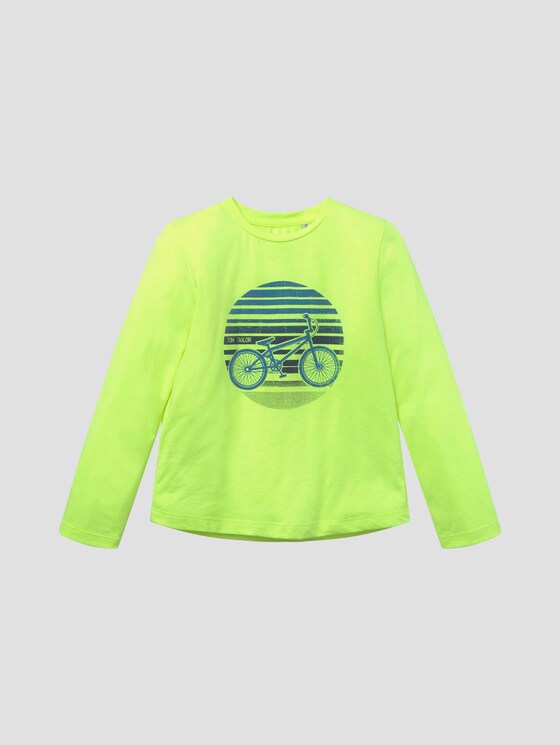 Long-sleeved shirt with an ombre print - Boys - flashy lime|green - 7 - TOM TAILOR