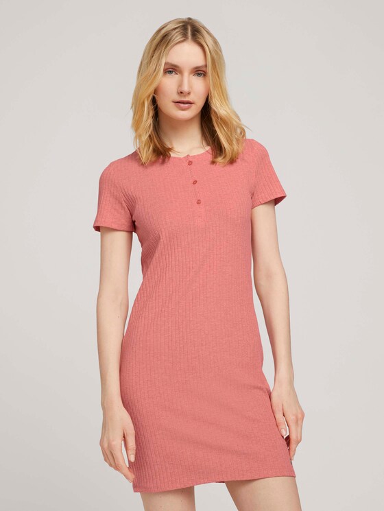 Kurzes Nachthemd mit Rippstruktur - Frauen - medium red melange Kurzes Nachthemd mit Rippstruktur - Frauen - medium red melange - 1 - TOM TAILOR
