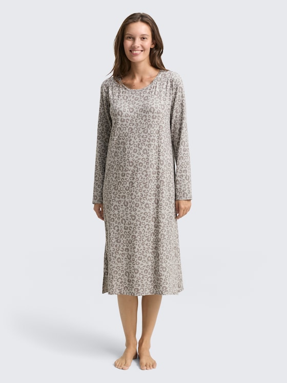 Nachthemd mit Leo-Print von Women, grey-medium-allover